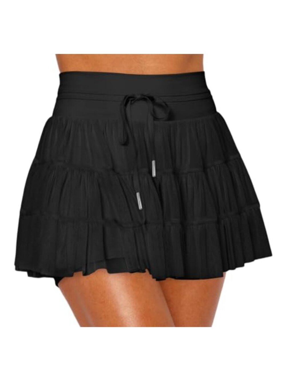 Cresay Women's Pleated Ruffle Tennis Skort High Waisted Skater Skirt with
